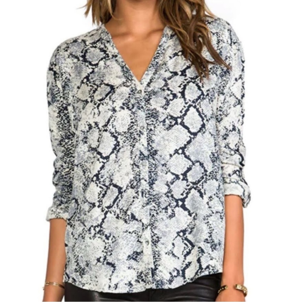 Joie Black and White Snakeskin Blouse